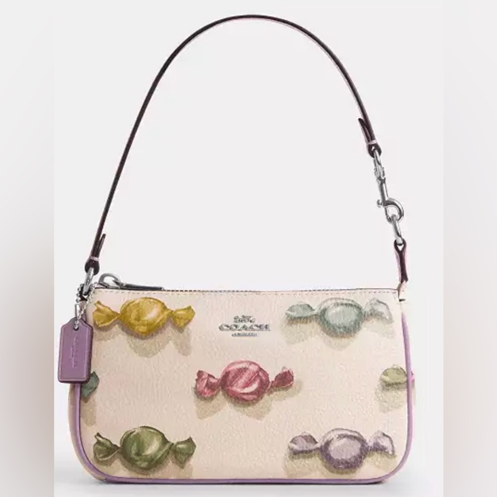 💜🍬Coach NWT‎ Cream Candy Print Nolita 19 Wristlet with Silver Hardware
